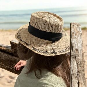 Hand Painted Straw Hat “Never Lose Your Sense of Wonder” | Size 7 1/4